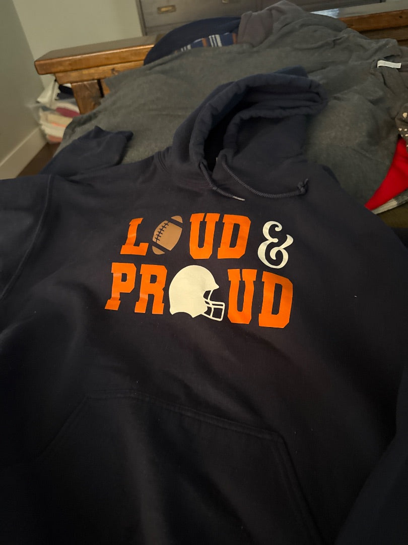 Orange/Blue Loud & Proud Hoodie Women-Tops, Large